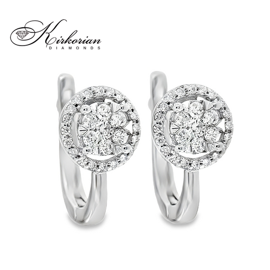 Обеци от бяло злато 18К с диаманти 0.43 ct и английско закопчаване Луксозен модел Код RN71