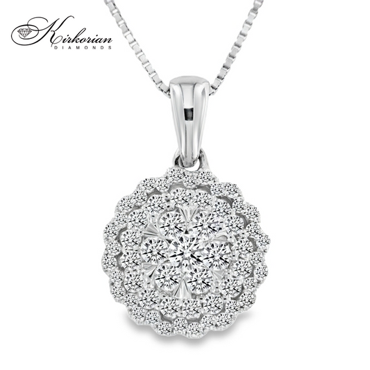 Луксозно колие от бяло злато 18k с диаманти 0.50ct | Модел RN74