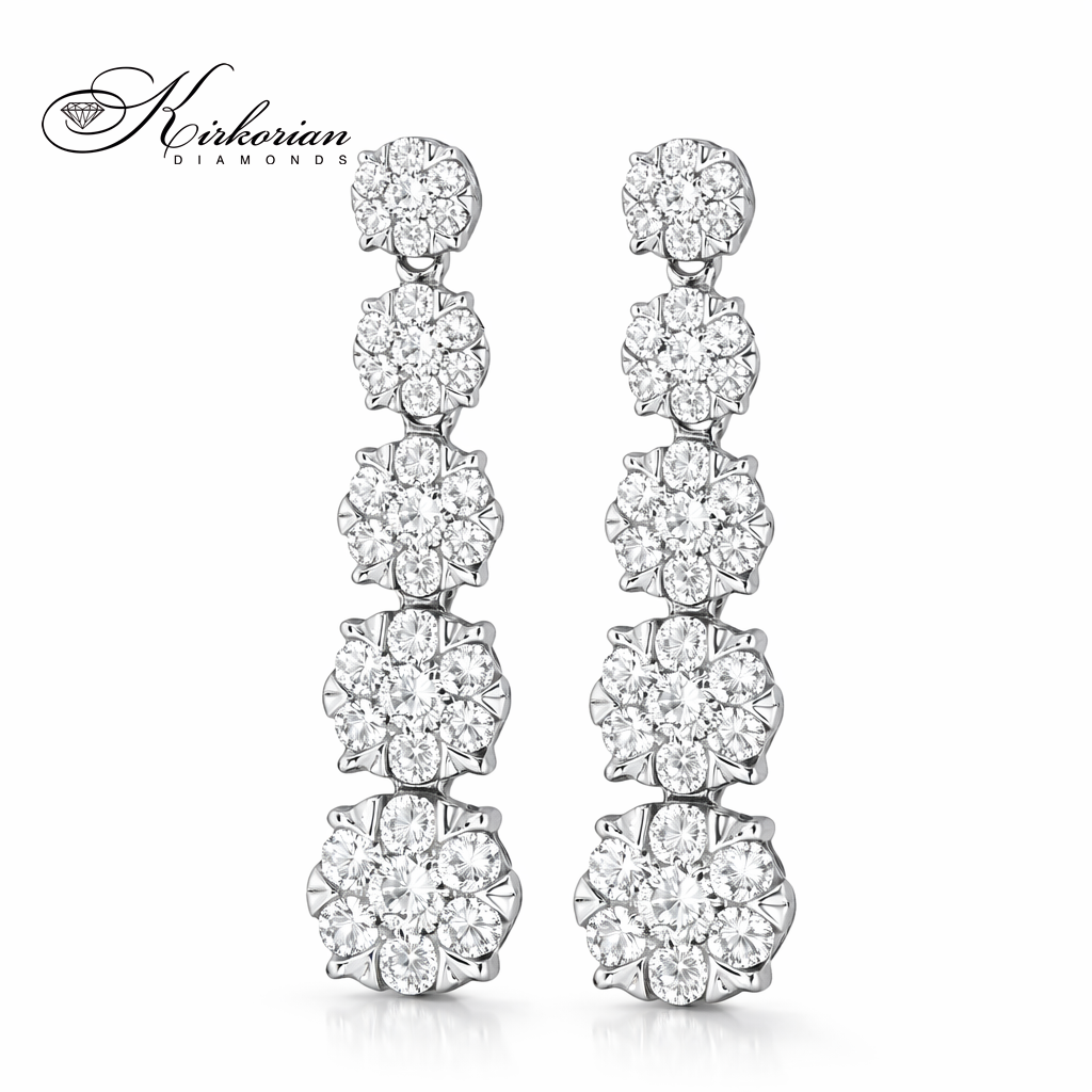 Висящи обеци от бяло злато 14К с диаманти 0.50 ct Луксозен модел Код RN85