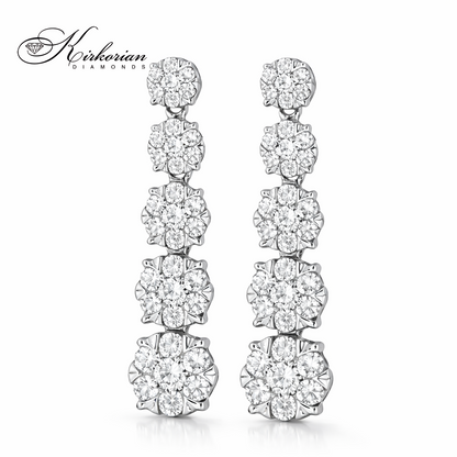 Висящи обеци от бяло злато 14К с диаманти 0.50 ct Луксозен модел Код RN85