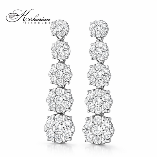 Висящи обеци от бяло злато 14К с диаманти 0.50 ct Луксозен модел Код RN85