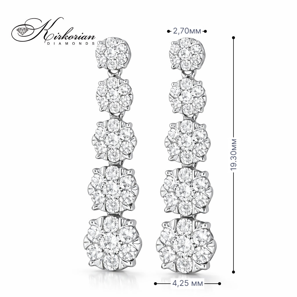 Висящи обеци от бяло злато 14К с диаманти 0.50 ct Луксозен модел Код RN85