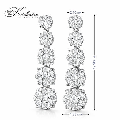 Висящи обеци от бяло злато 14К с диаманти 0.50 ct Луксозен модел Код RN85