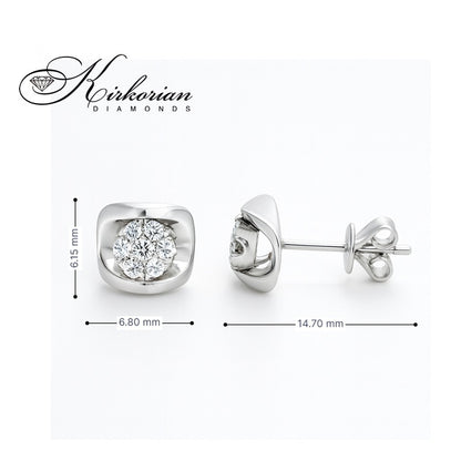 Обеци от бяло злато 14К с диаманти 0.22 ct Модел с модерна форма Код RN86