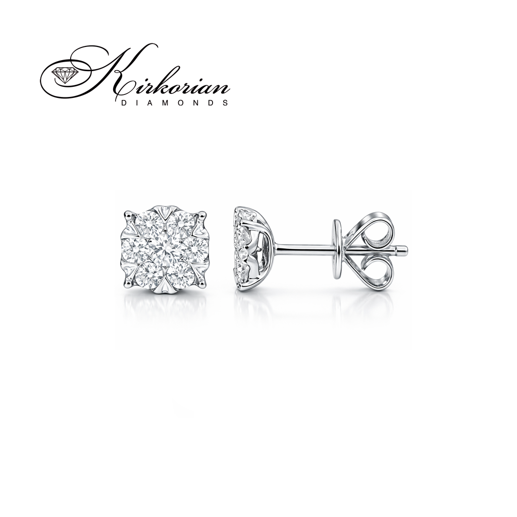 Обеци от бяло злато 18К с диаманти 0.20 ct Фина изработка Код RN87