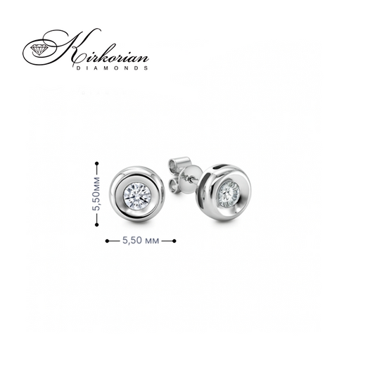 Обеци от бяло злато 18К с диаманти 0.05 ct в класически обков Компактен елегантен модел Код RN94B