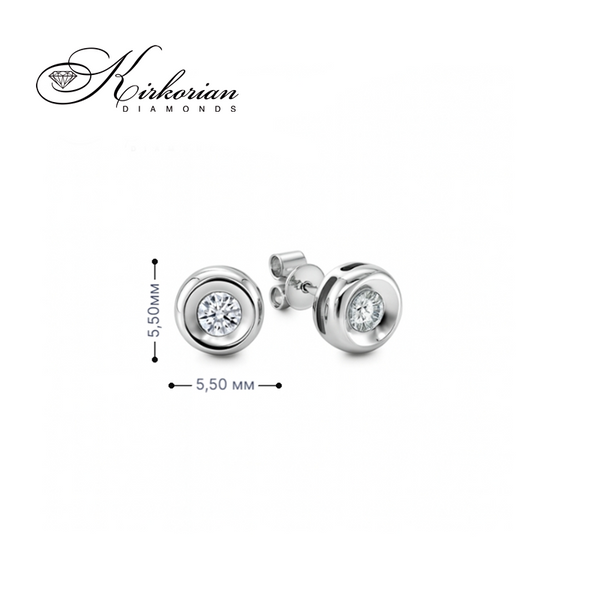 Обеци от бяло злато 18К с диаманти 0.05 ct в класически обков Компактен елегантен модел Код RN94B