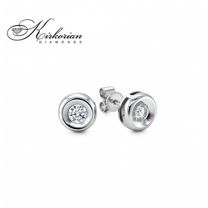 Обеци от бяло злато 14К с диаманти 0.20 ct в класически обков Елегантен модел Код RN96