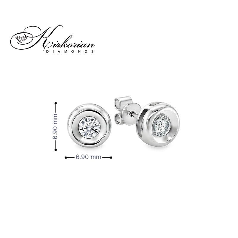 Обеци от бяло злато 14К с диаманти 0.20 ct в класически обков Елегантен модел Код RN96