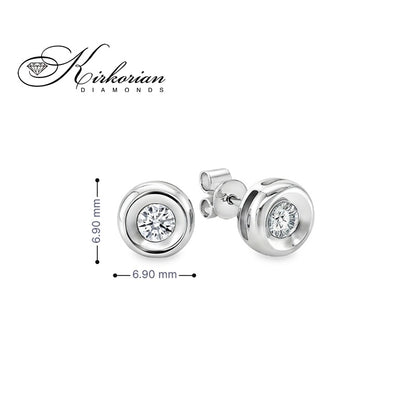 Обеци от бяло злато 14К с диаманти 0.20 ct в класически обков Елегантен модел Код RN96