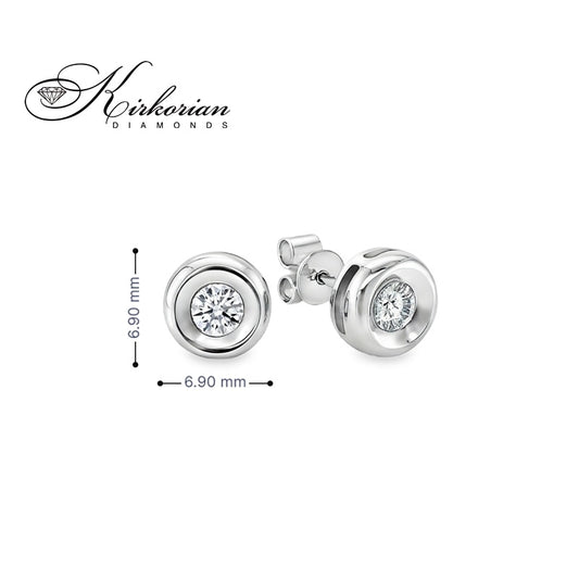 Обеци от бяло злато 14К с диаманти 0.20 ct в класически обков Елегантен модел Код RN96