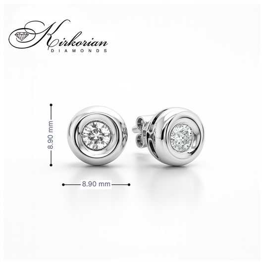Обеци от бяло злато 14К с диаманти 0.40 ct в класически обков Елегантен модел Код RN97