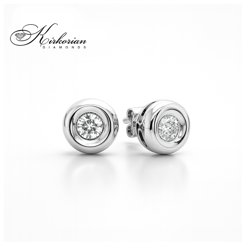Обеци от бяло злато 14К с диаманти 0.40 ct в класически обков Елегантен модел Код RN97