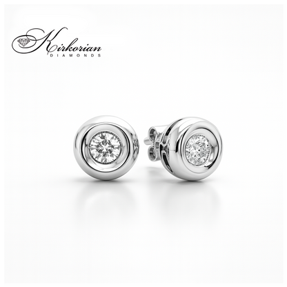 Обеци от бяло злато 14К с диаманти 0.40 ct в класически обков Елегантен модел Код RN97