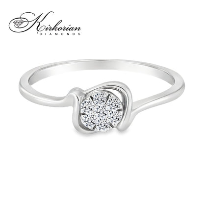 Годежен пръстен от бяло злато 18К с диаманти 0.10 ct – код RN9A