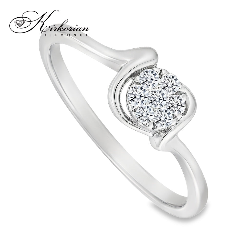 Годежен пръстен от бяло злато 18К с диаманти 0.10 ct – код RN9A