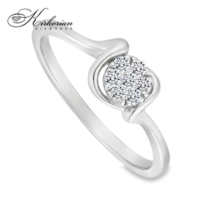 Годежен пръстен от бяло злато 18К с диаманти 0.10 ct – код RN9A