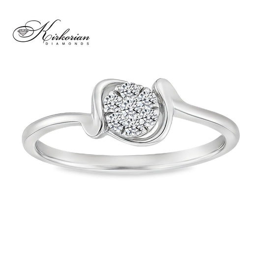 Годежен пръстен от бяло злато 18К с диаманти 0.10 ct – код RN9A