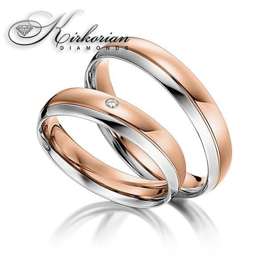 Венчални халки от розово и бяло злато с диамант 0.015ct – модел WRD092