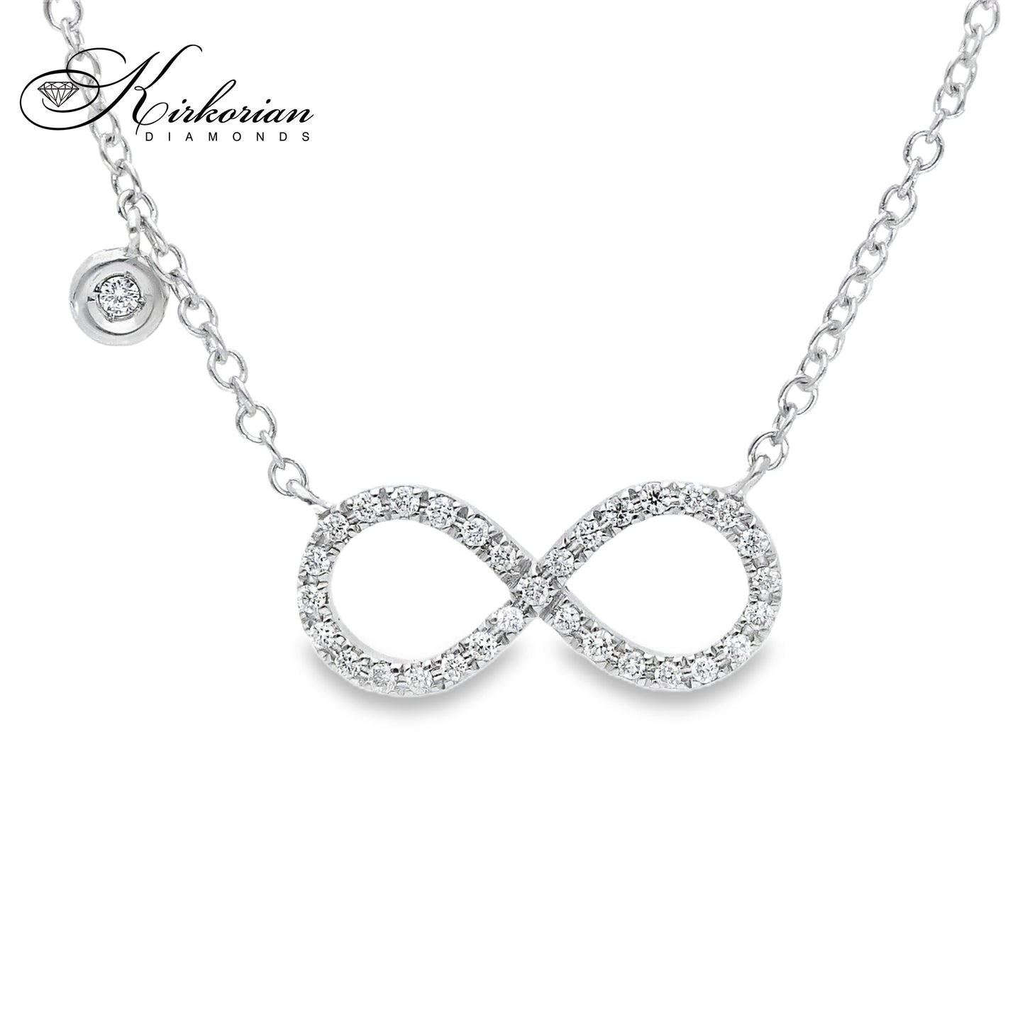 Колие Безкрайност от бяло злато 18К с диаманти 0.11ct – символ на вечна елегантност | Код S171664