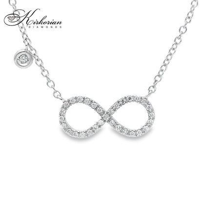 Колие Безкрайност от бяло злато 18К с диаманти 0.11ct – символ на вечна елегантност | Код S171664