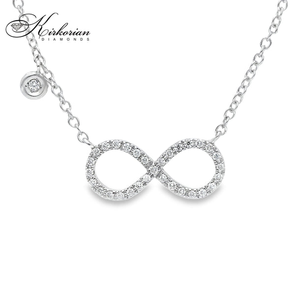 Колие Безкрайност от бяло злато 18К с диаманти 0.11ct – символ на вечна елегантност | Код S171664