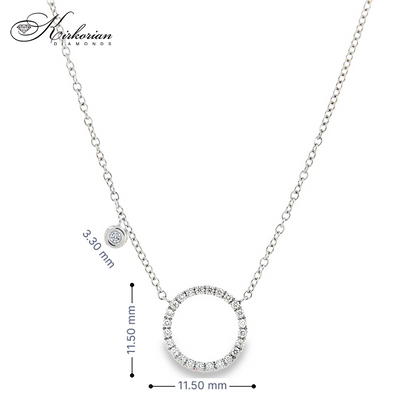 Луксозно колие кръг от бяло злато 18К с естествени диаманти 0.15 ct – изискан дизайн и KD сертификат