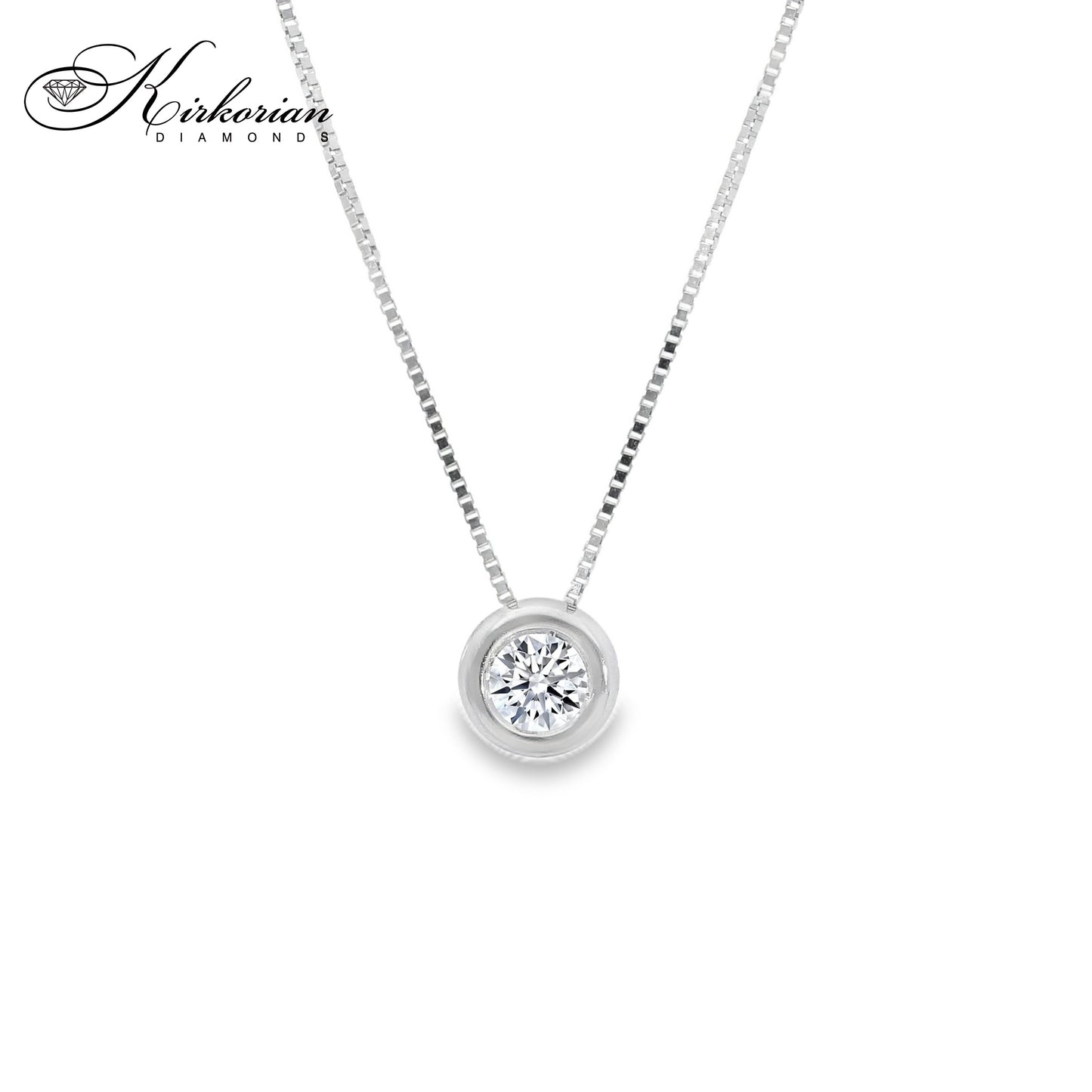 Колие от бяло злато 18К с естествени диаманти 0.10 ct – цени от производител
