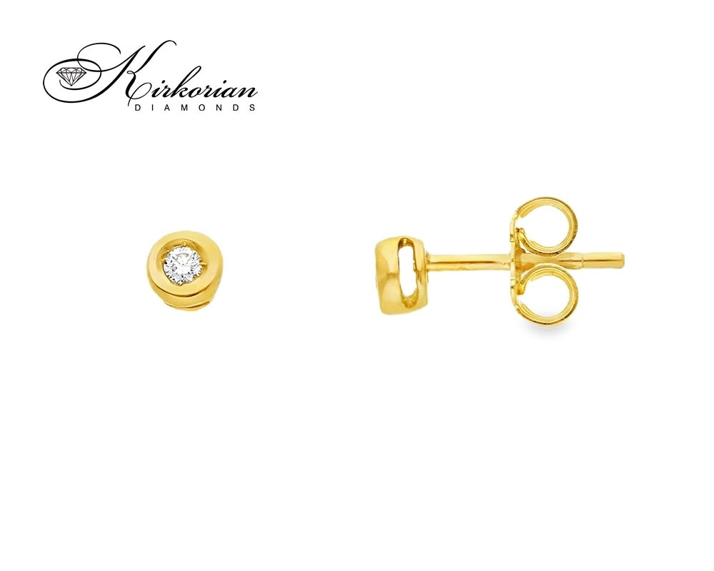 Малки обеци от жълто злато 18k с диаманти 0.05ct – S204851CG
