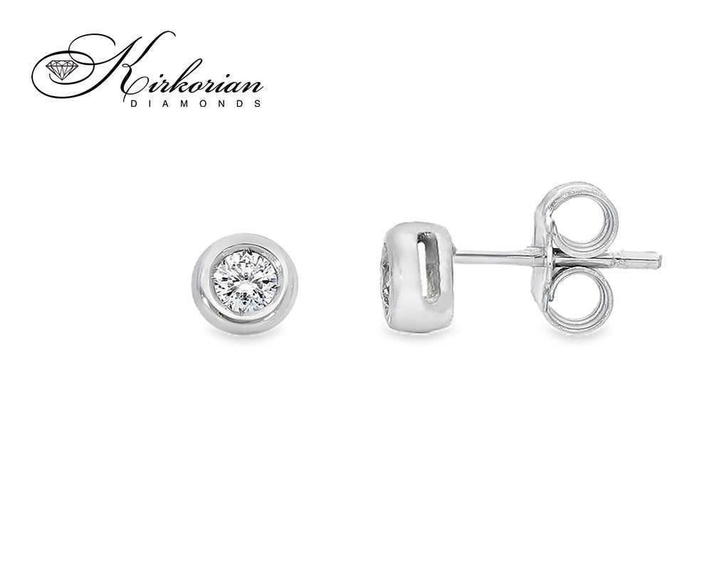 Класически обеци от бяло злато 18k с диаманти 0.14ct – S204854