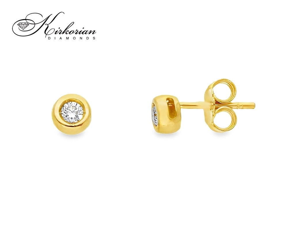 Класически обеци от жълто злато 18k с диаманти 0.14ct – S204854CG