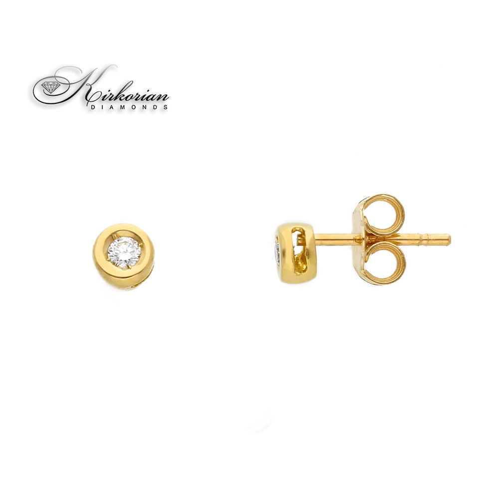 Класически обеци от жълто злато 18k с диаманти 0.09ct – S204984CG