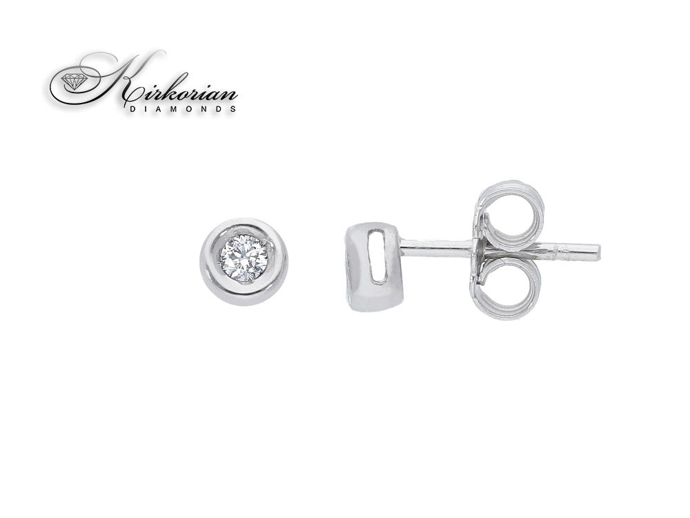 Класически обеци от бяло злато 18k с диаманти 0.09ct – S204984