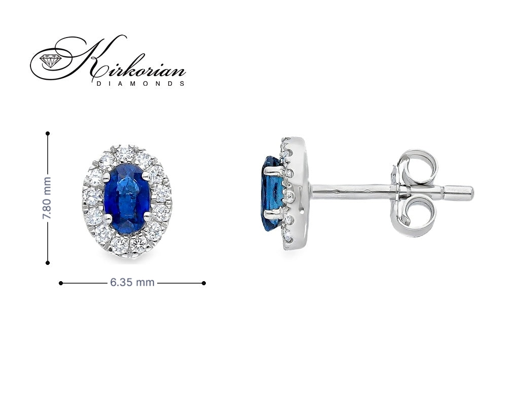 Обеци от бяло злато 18k със сапфири 0.69ct и диаманти 0.18ct – S225822