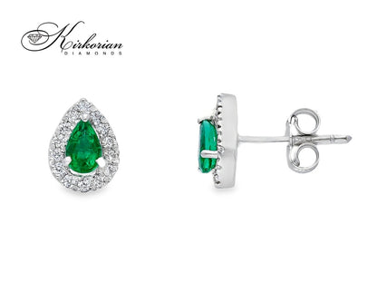 Обеци от бяло злато 18k със смарагди 0.41ct и диаманти 0.18ct – модел S225827