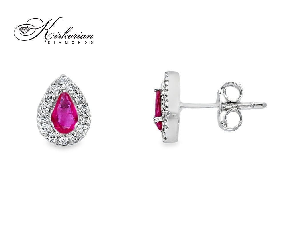 Обеци от бяло злато 18k с рубини 0.55ct и диаманти 0.18ct – модел S225828