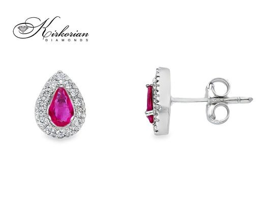 Обеци от бяло злато 18k с рубини 0.55ct и диаманти 0.18ct – модел S225828