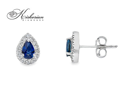 Обеци капка от бяло злато 18k със сапфири 0.53ct и диаманти 0.18ct – модел S225829