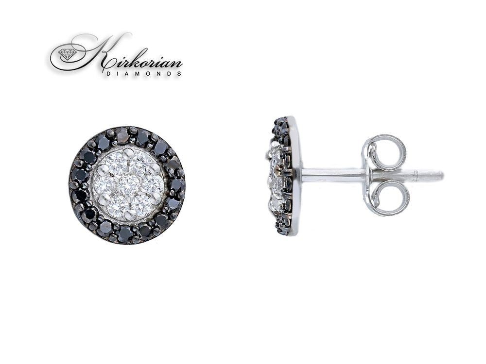 Обеци от бяло злато 18k с бели и черни диаманти 0.50ct – модел S253318