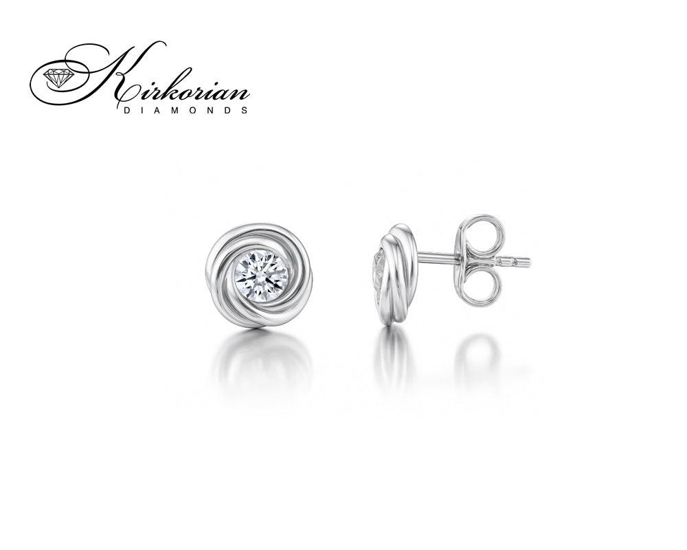 Елегантни обеци от бяло злато 18k с диаманти 0.08ct – модел S253889