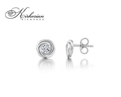 Елегантни обеци от бяло злато 18k с диаманти 0.08ct – модел S253889