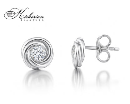 Преплетени обеци от бяло злато 18k с диамант 0.27ct – модел S253891