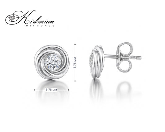 Преплетени обеци от бяло злато 18k с диамант 0.27ct – модел S253891