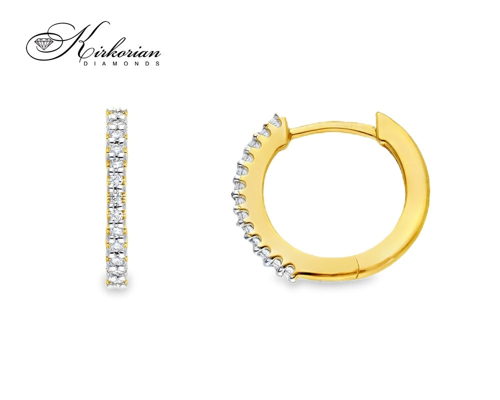 Обеци халки от жълто злато 18k с диаманти 0.09ct – модел S254009