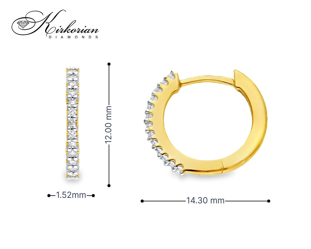 Обеци халки от жълто злато 18k с диаманти 0.09ct – модел S254009
