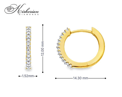 Обеци халки от жълто злато 18k с диаманти 0.09ct – модел S254009