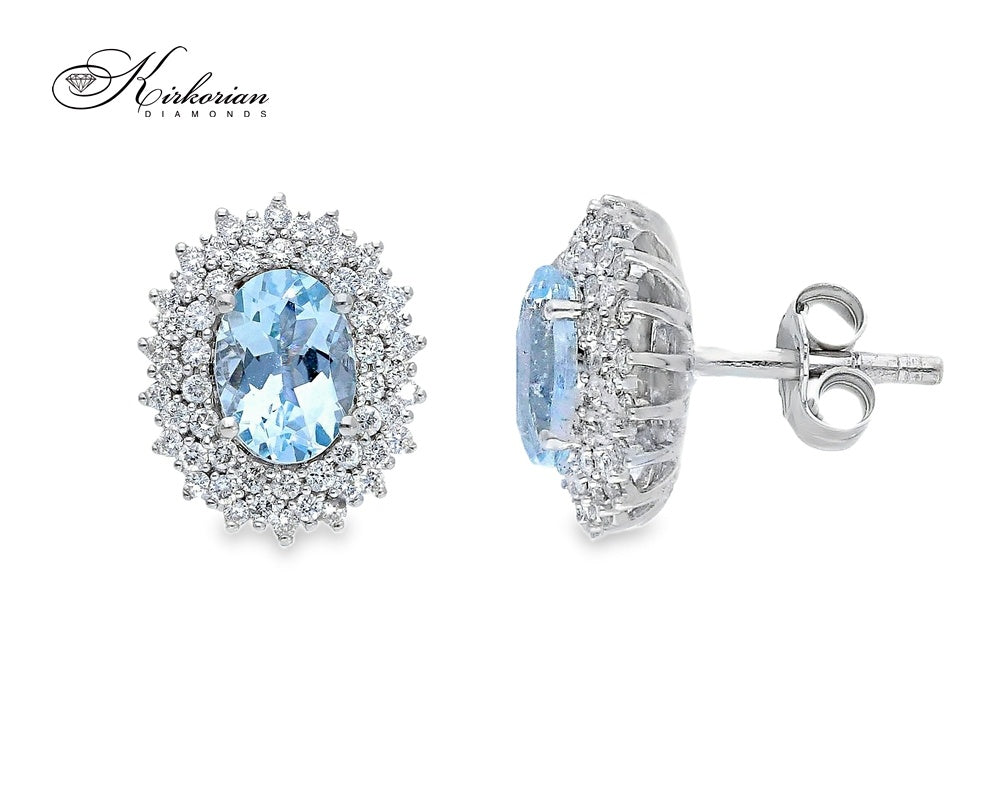 Обеци от бяло злато 18k с аквамарин 1.46ct и диаманти 0.50ct – модел S254185