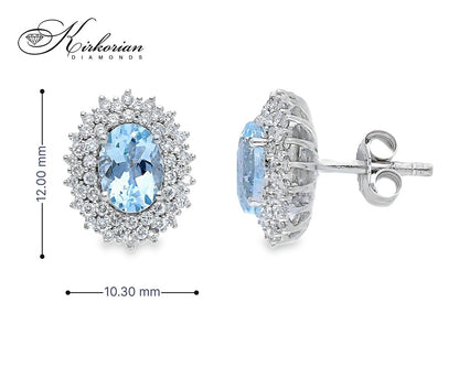 Обеци от бяло злато 18k с аквамарин 1.46ct и диаманти 0.50ct – модел S254185