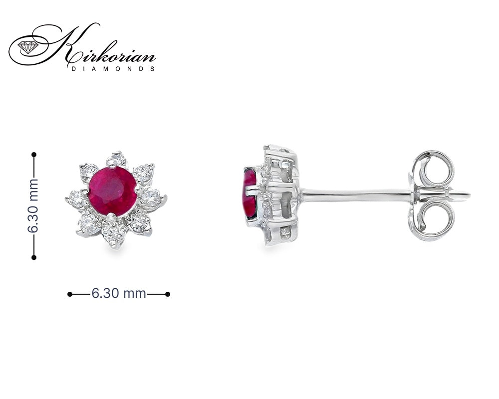 Обеци от бяло злато 18k с рубини 0.33ct и диаманти 0.16ct – модел S262366RB