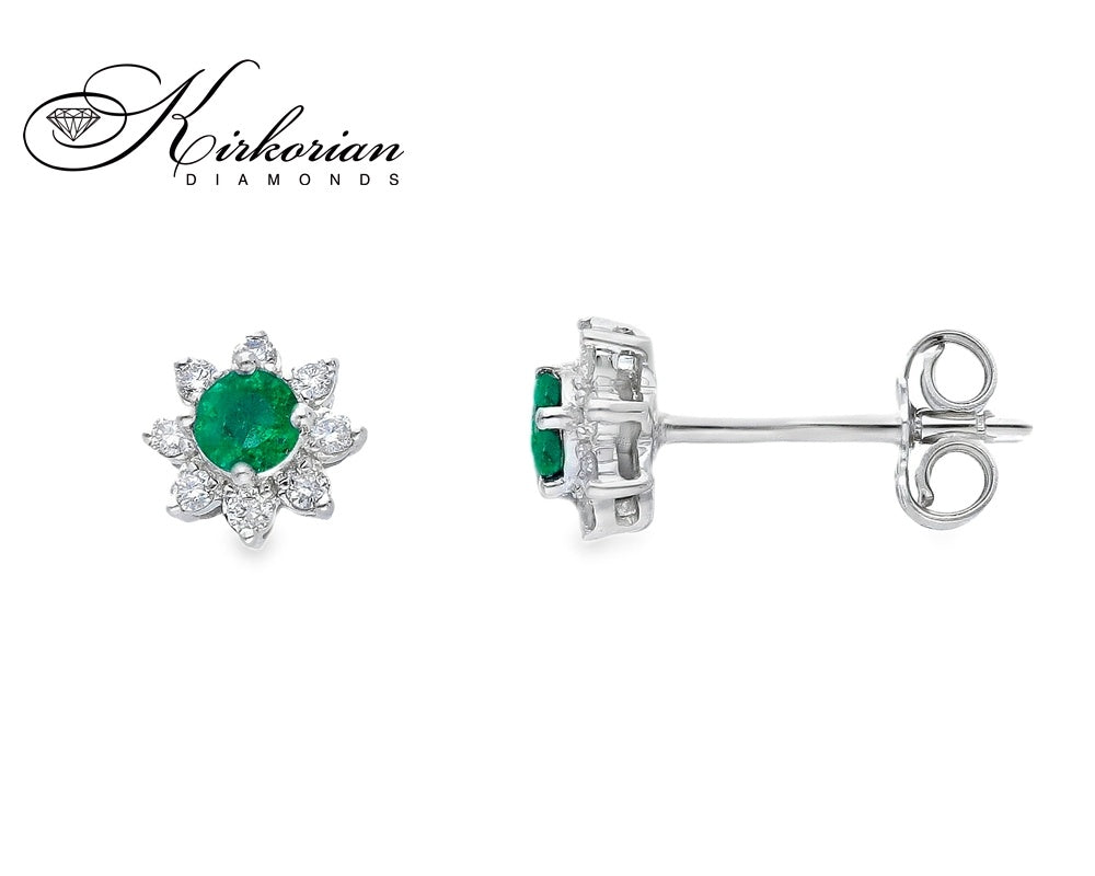 Обеци от бяло злато 18k със смарагди 0.26ct и диаманти 0.16ct – модел S262366SB